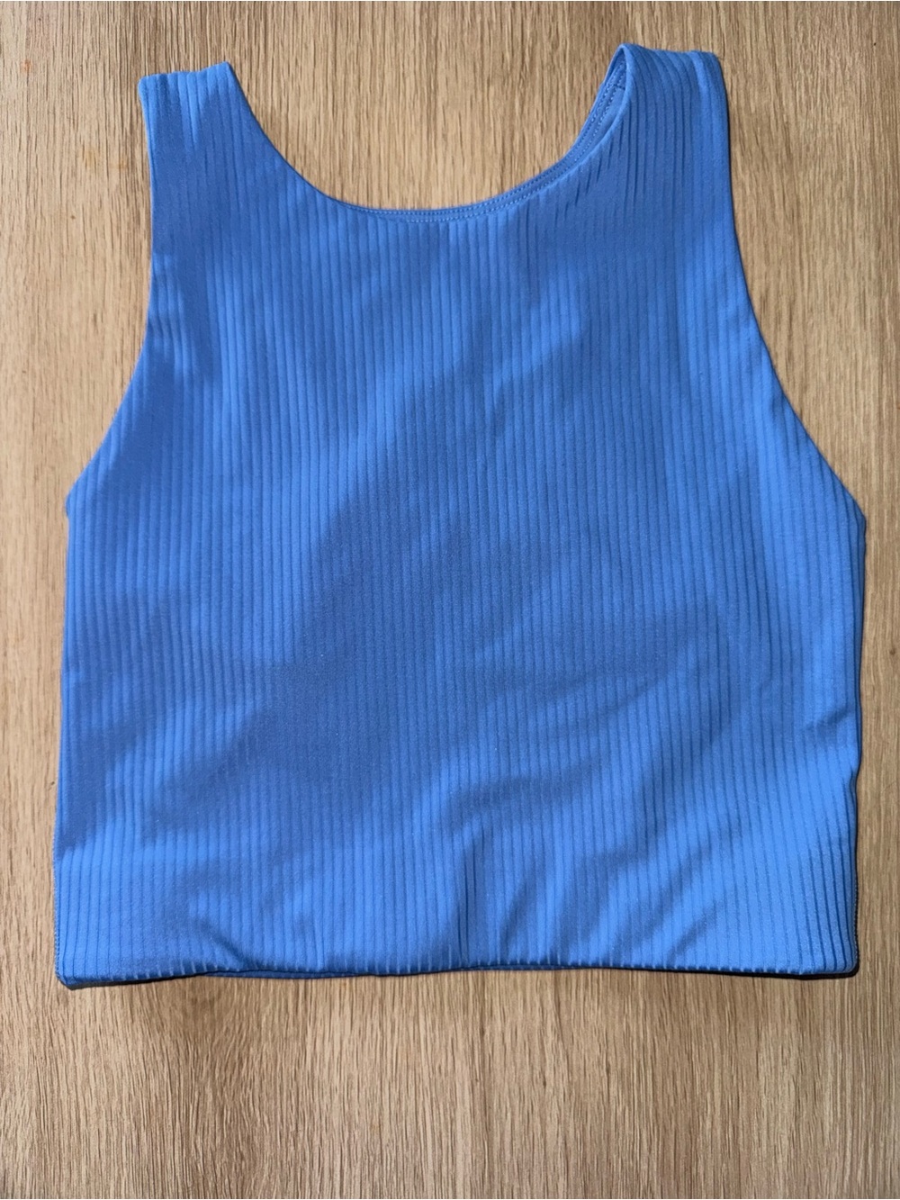 girlfriend collective light blue Ribbed Crop Tank